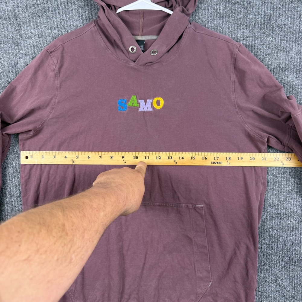 Prana SAMO Embroidered Hoodie Mens Medium Purple Long Sleeve Pullover Sweatshirt - Picture 3 of 7